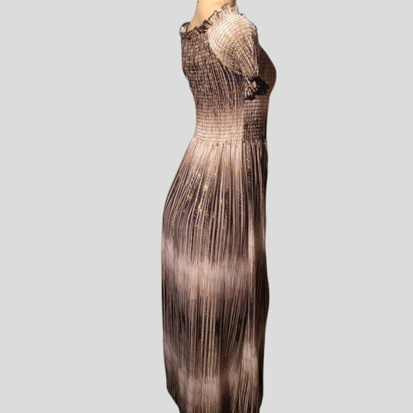 Silver Metallic Maxi Dress L - Picture 6 of 7